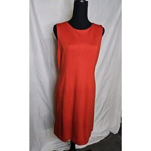 Banana Republic Orange Sheath Dress Sz 8 Sleeveless Round Neck Knee Length